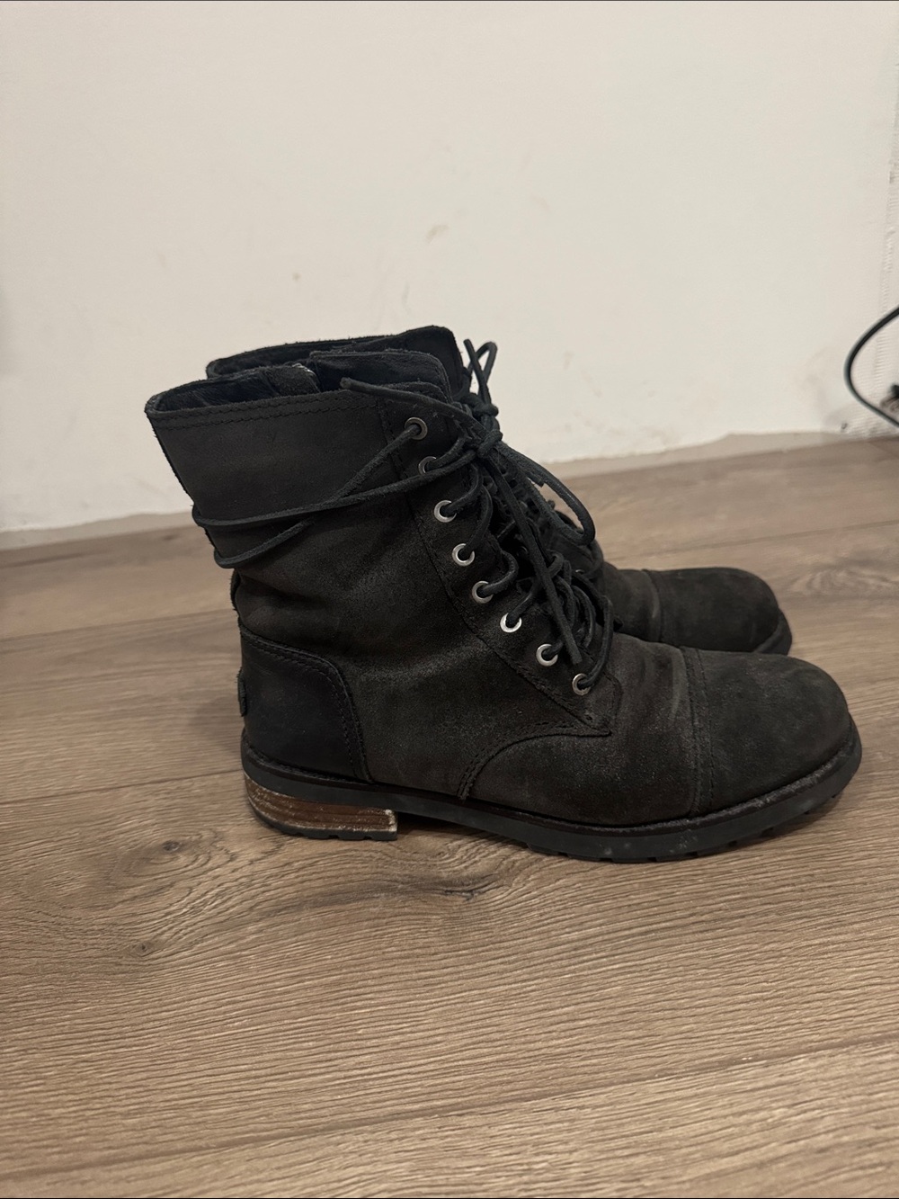 UGG Black Lace-Up Combat Boots